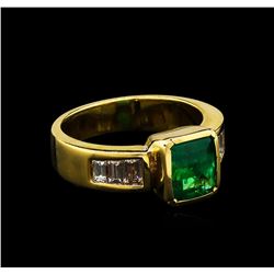 2.40ct Emerald and Diamond Ring - 18KT Yellow Gold