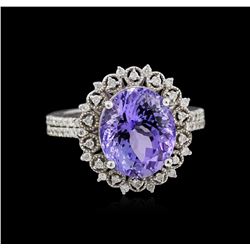 5.80ct Tanzanite and Diamond Ring - 14KT White Gold