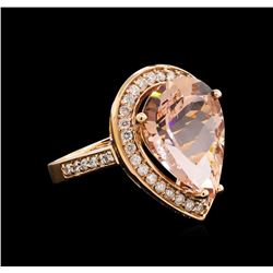 10.03ct Morganite and Diamond Ring - 14KT Rose Gold