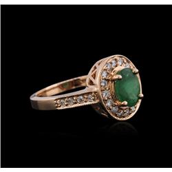 14KT Rose Gold 1.12ct Emerald and Diamond Ring