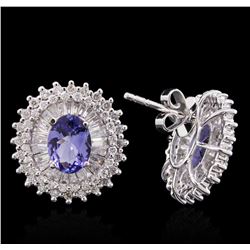 14KT White Gold 2.44ctw Tanzanite and Diamond Stud Earrings