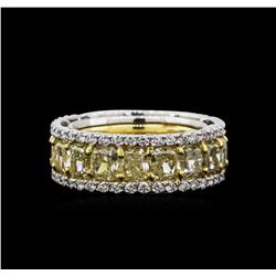 EGL USA Cert 12.82ctw Fancy Yellow Diamond Ring - Platinum and 18KT Yellow Gold