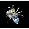 Image 1 : 0.68ct Blue Topaz and Lemon Quartz Tie Tack - 18KT White Gold