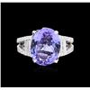 Image 2 : 4.41ct Tanzanite and Diamond Ring - 18KT White Gold