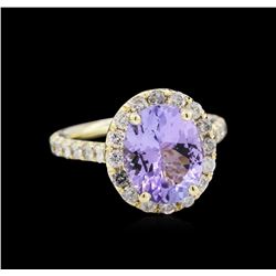 3.07ct Tanzanite and Diamond Ring - 14KT Yellow Gold