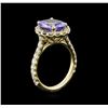 Image 3 : 3.07ct Tanzanite and Diamond Ring - 14KT Yellow Gold