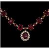 Image 2 : 72.00ctw ruby and Diamond Necklace - 14KT Yellow Gold