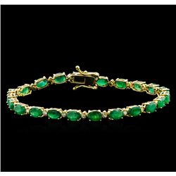 10.00ctw Emerald and Diamond Bracelet - 14KT Yellow Gold