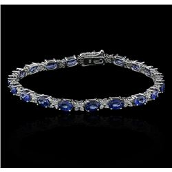 14KT White Gold 11.80ctw Sapphire and Diamond Bracelet