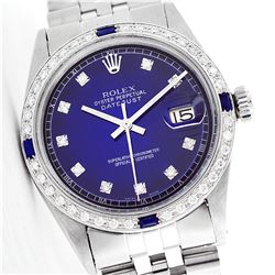 Rolex Stainless Steel Diamond and Sapphire DateJust Men's Watch