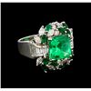 Image 1 : 18KT White Gold 5.80ctw Emerald and Diamond Ring
