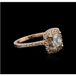 14KT Rose Gold 1.66ctw Fancy Yellowish Green Diamond Ring