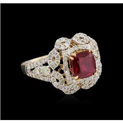 2.45ct Ruby and Diamond Ring - 14KT Yellow Gold