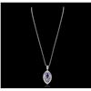 Image 2 : 14KT White Gold 4.42ct Tanzanite and Diamond Pendant with Chain