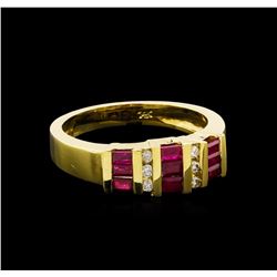 1.38ctw Ruby and Diamond Ring - 14KT Yellow Gold