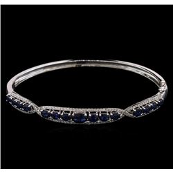 3.60ctw Sapphire and Diamond Bangle Bracelet - 14KT White Gold