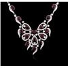 Image 1 : 18KT White Gold GIA Certified 31.20ctw Ruby and Diamond Necklace