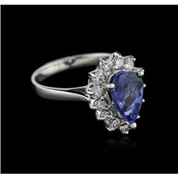 14KT White Gold 1.66ct Tanzanite and Diamond Ring