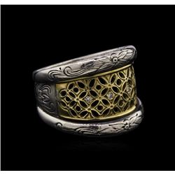 0.04ctw Diamond Ring - 18KT Yellow Gold and Sterling Silver