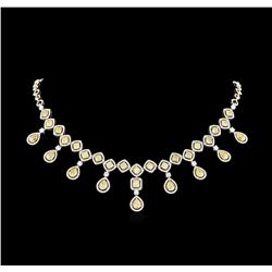 30.65ctw Fancy Yellow Diamond Necklace - 18KT Two-Tone Gold