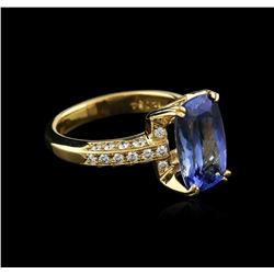 18KT Yellow Gold 3.89ct Tanzanite and Diamond Ring