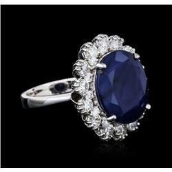 14KT White Gold 8.84ct Sapphire and Diamond Ring