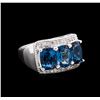 Image 1 : Crayola 3.00ctw Blue Topaz and White Sapphire Ring - .925 Silver