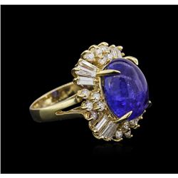 14KT Yellow Gold 10.10ct Tanzanite and Diamond Ring