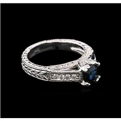 0.94ct Blue Sapphire and Diamond Ring - 14KT White Gold