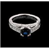 Image 2 : 0.94ct Blue Sapphire and Diamond Ring - 14KT White Gold