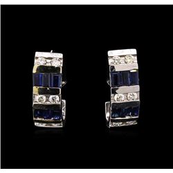 1.50ctw Sapphire and Diamond Earrings - 14KT White Gold