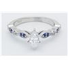Image 3 : GIA Certified 0.86ctw Diamond and Sapphire Ring - 14K White Gold