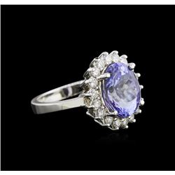 4.34ct Tanzanite and Diamond Ring - 14KT White Gold