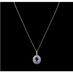 5.23ct Tanzanite and Diamond Pendant With Chain - 14KT White Gold