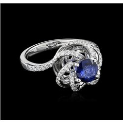 18KT White Gold 1.00ct Sapphire and Diamond Ring