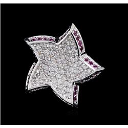 0.52ctw Pink Sapphire and Diamond Star Pendant - 18KT White Gold