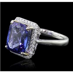 14KT White Gold 6.80ct Tanzanite and Diamond Ring