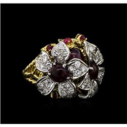 3.07ctw Ruby and Diamond Ring - 18KT Two-Tone Gold