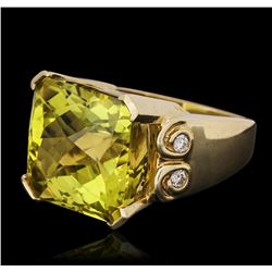 14KT Yellow Gold 22.17ct Citrine and Diamond Ring