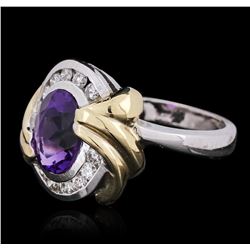 14KT Two-Tone Gold 2.00ct Amethyst and Diamond Ring