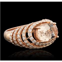 14KT Rose Gold 3.74ct Morganite and Diamond Ring