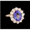 Image 2 : 14KT Rose Gold 3.30ct Tanzanite and Diamond Ring