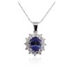 14KT White Gold 2.70ct Tanzanite and Diamond Pendant With Chain