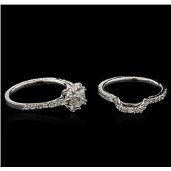 1.36ctw Diamond Wedding Ring Set - 14KT White Gold