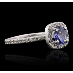 14KT White Gold 0.72ct Tanzanite and Diamond Ring
