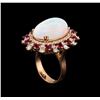 Image 4 : 11.45ct Opal, Ruby and Diamond Ring - 14KT Rose Gold