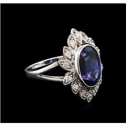 4.50ct Tanzanite and Diamond Ring - 14KT White Gold