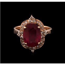 14KT Rose Gold 4.38ct Ruby and Diamond Ring