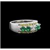 Image 1 : 14KT White Gold 0.98ctw Emerald and Diamond Ring