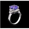 Image 3 : 5.52ct Tanzanite and Diamond Ring - 14KT White Gold